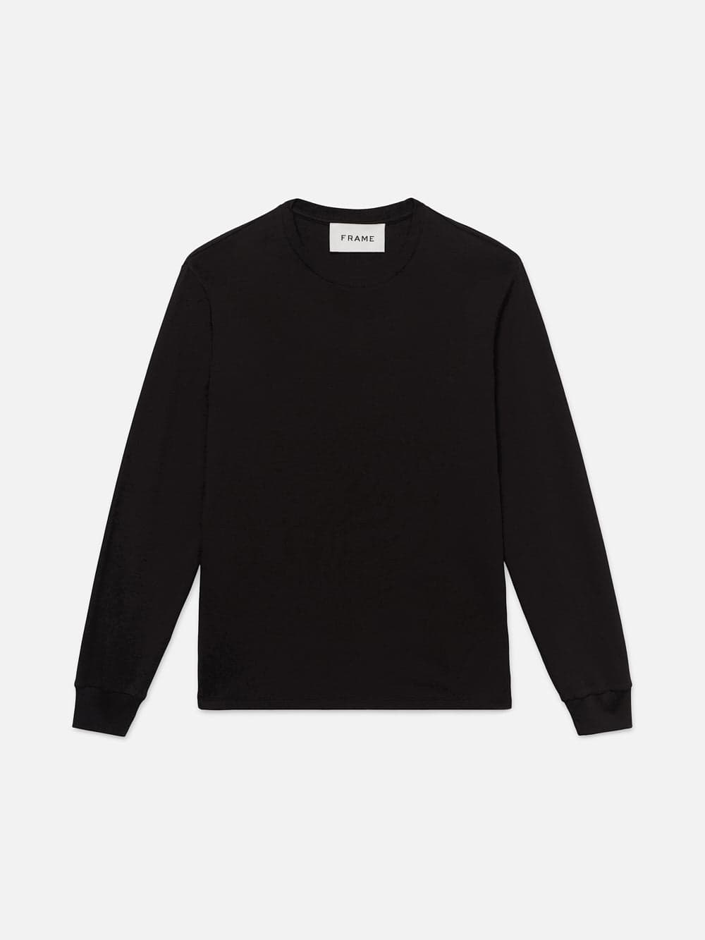 FRAME Duo Fold Long Sleeve Crew in noir, crew neck