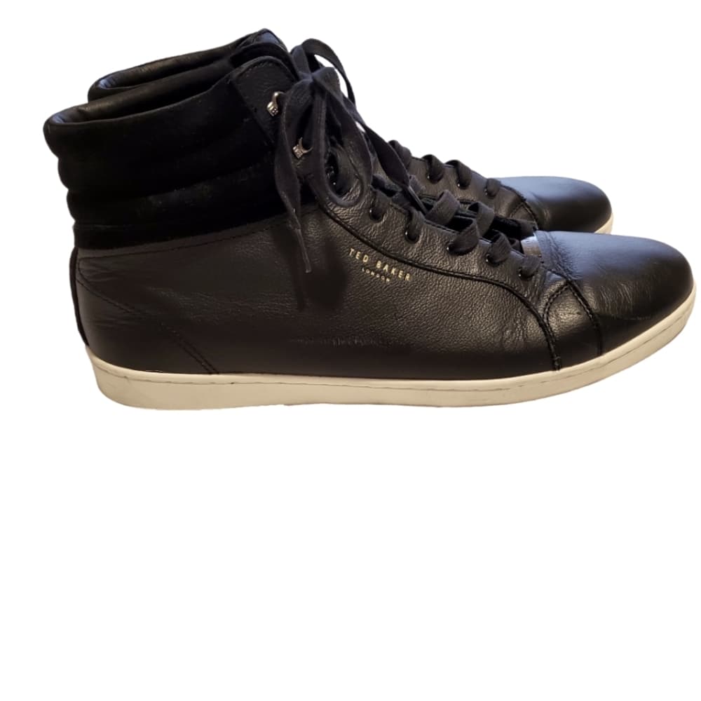 Ted Baker Glyburt black leather and suede high-top sneakers