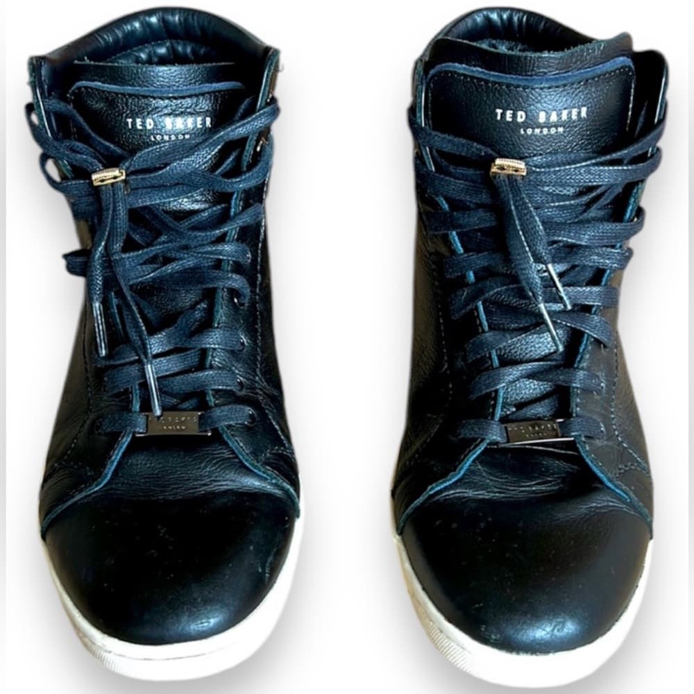 Ted Baker Mykka black leather high-top sneakers